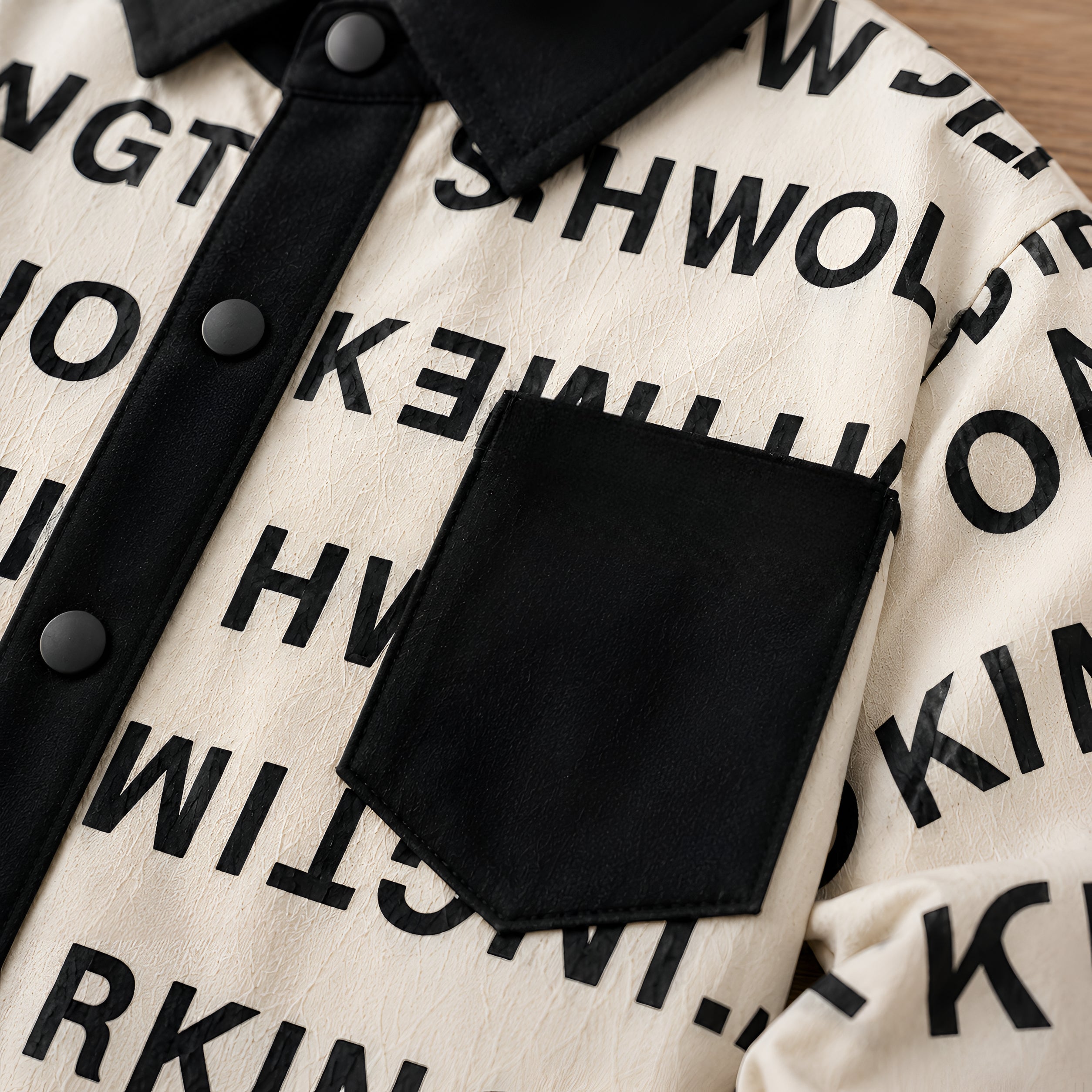 Googo Gaaga Boys Cotton AOP Text Printed Shirt - Black