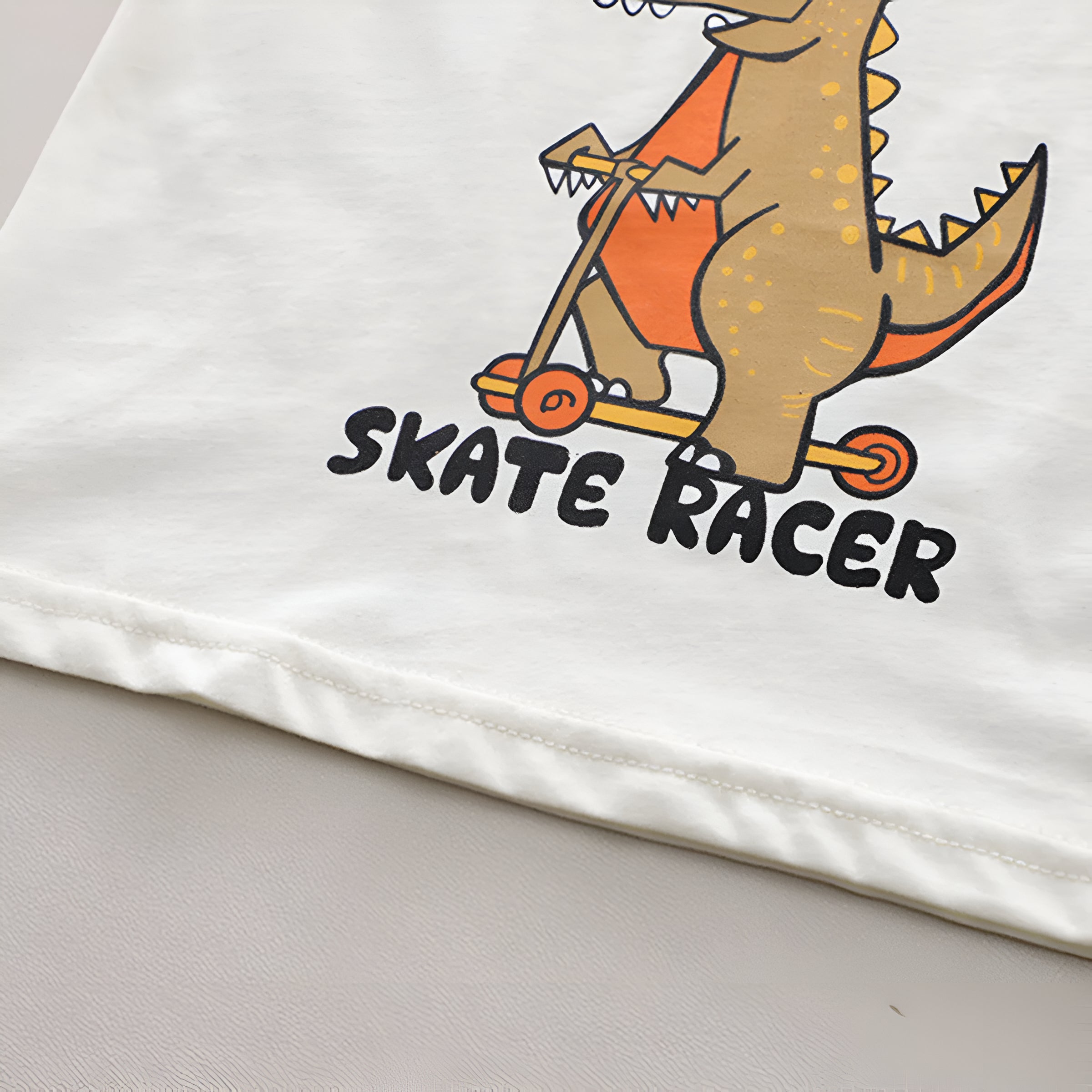 Boy's White Monster Print T-Shirt & Shorts Set
