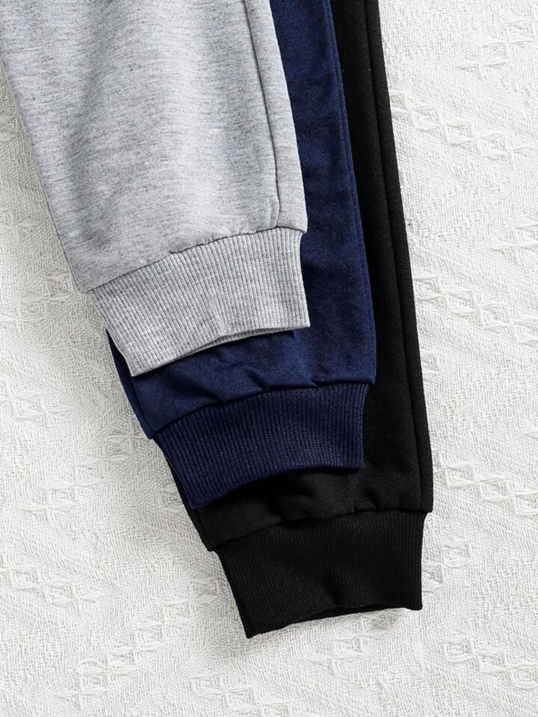 Boy's Cotton Knit Dino Printed Joggers Set Pack of 3 - Grey, Navy & Black