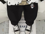 Boy's Cotton Fleece Winter Dog Patch Sweatshirt With Joggers Pant Set - White