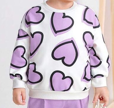 Boys Cotton Light Winter Knit Full Sleeves Heart & Text Printed Sweatshirt With Joggers Set Pack of 2