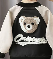 Boy's Cotton Fleece Winter Printed Jacket - Black