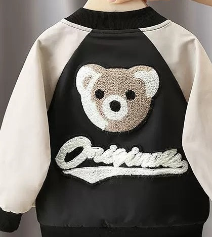 Boy's Cotton Fleece Winter Printed Jacket - Black