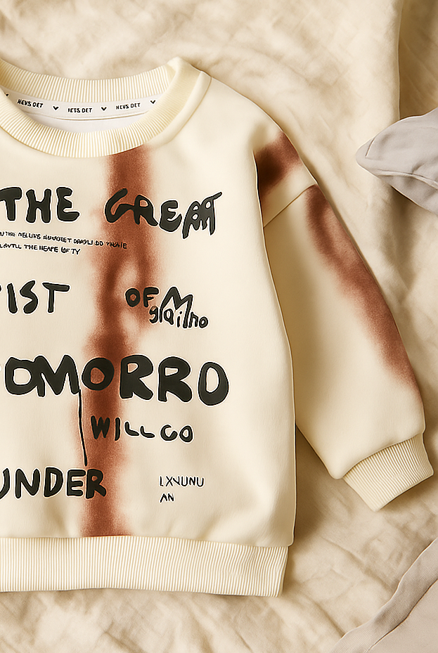 Boy's Cotton Knit Light Winter Full Sleeves Text Print Sweatshirt - Cream