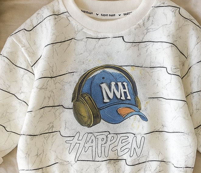 Boy's Cotton Knit Light Winter Full Sleeves Text Print Sweatshirt - Cream