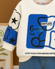 Boys Light Winter Cotton Knit Full Sleeves Printed Sweatshirt With Pant Pack of 2