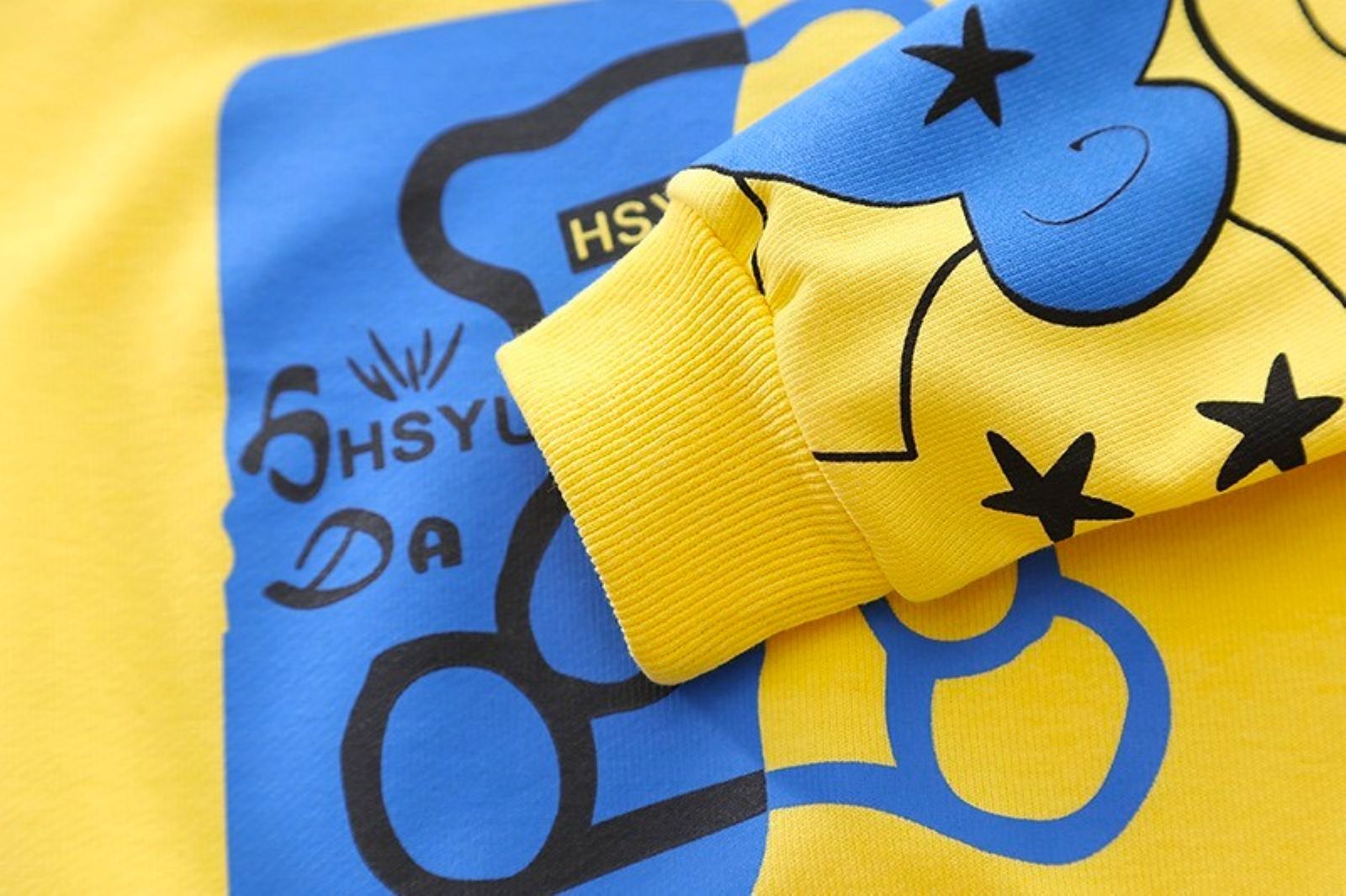 Boy's Yellow Teddy Print Sweatshirt & Pants Set