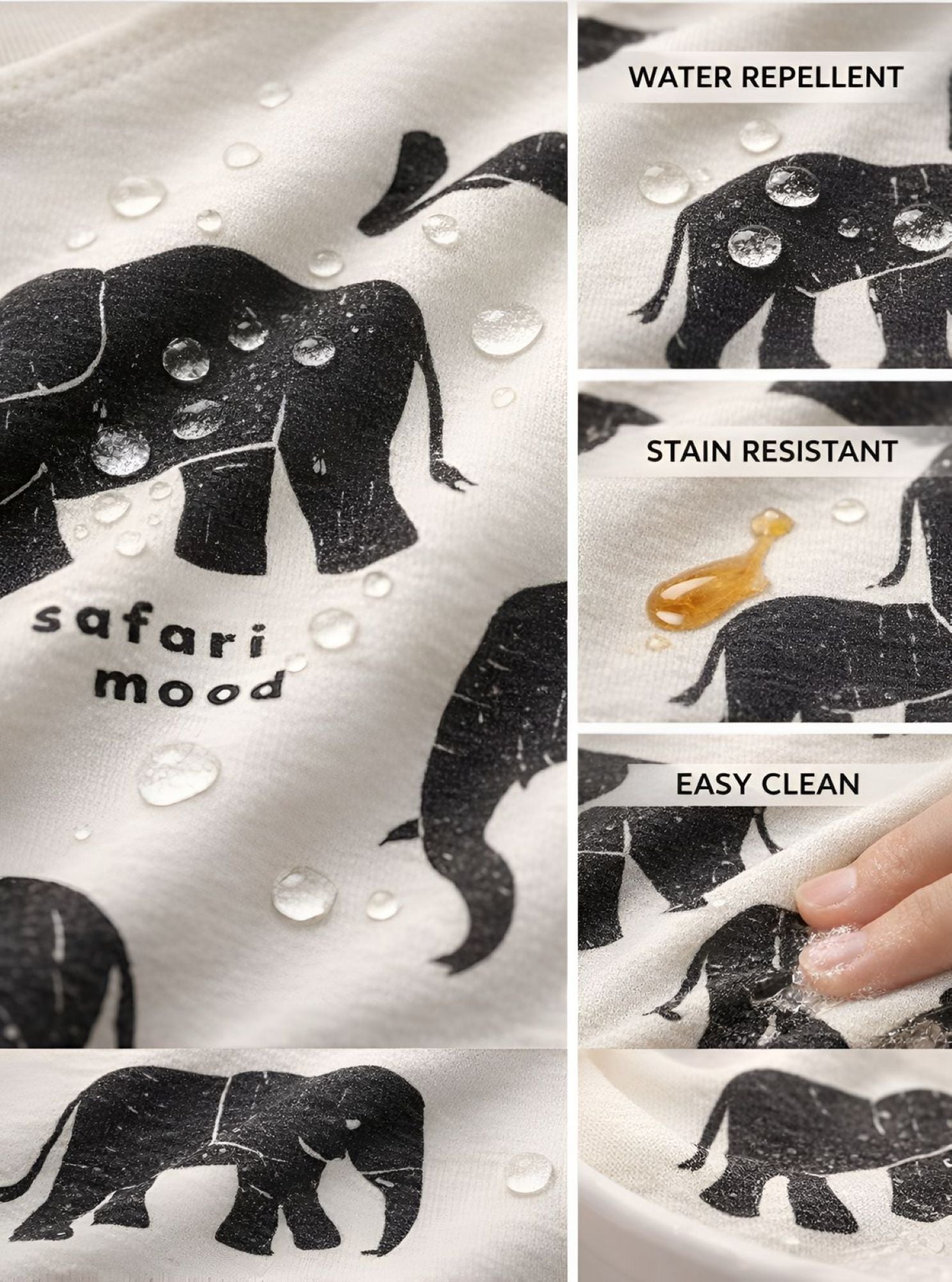 Boy's Elephant Print Spill-Proof Half-Sleeve T-Shirt