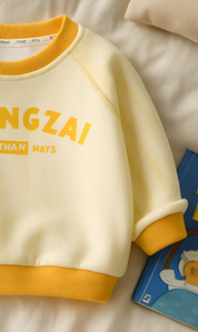 Boy's Cotton Knit Light Winter Full Sleeves Text Print Sweatshirt - Yellow