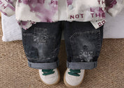 Boy's Cotton MIni Text Printed Shirt With Pant Set - Pink