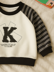 Boy's Cotton Knit Light Winter Full Sleeves Text Print Sweatshirt - Cream