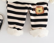 Boy's Cotton Fleece Winter Dog Patch Sweatshirt With Joggers Set - Cream