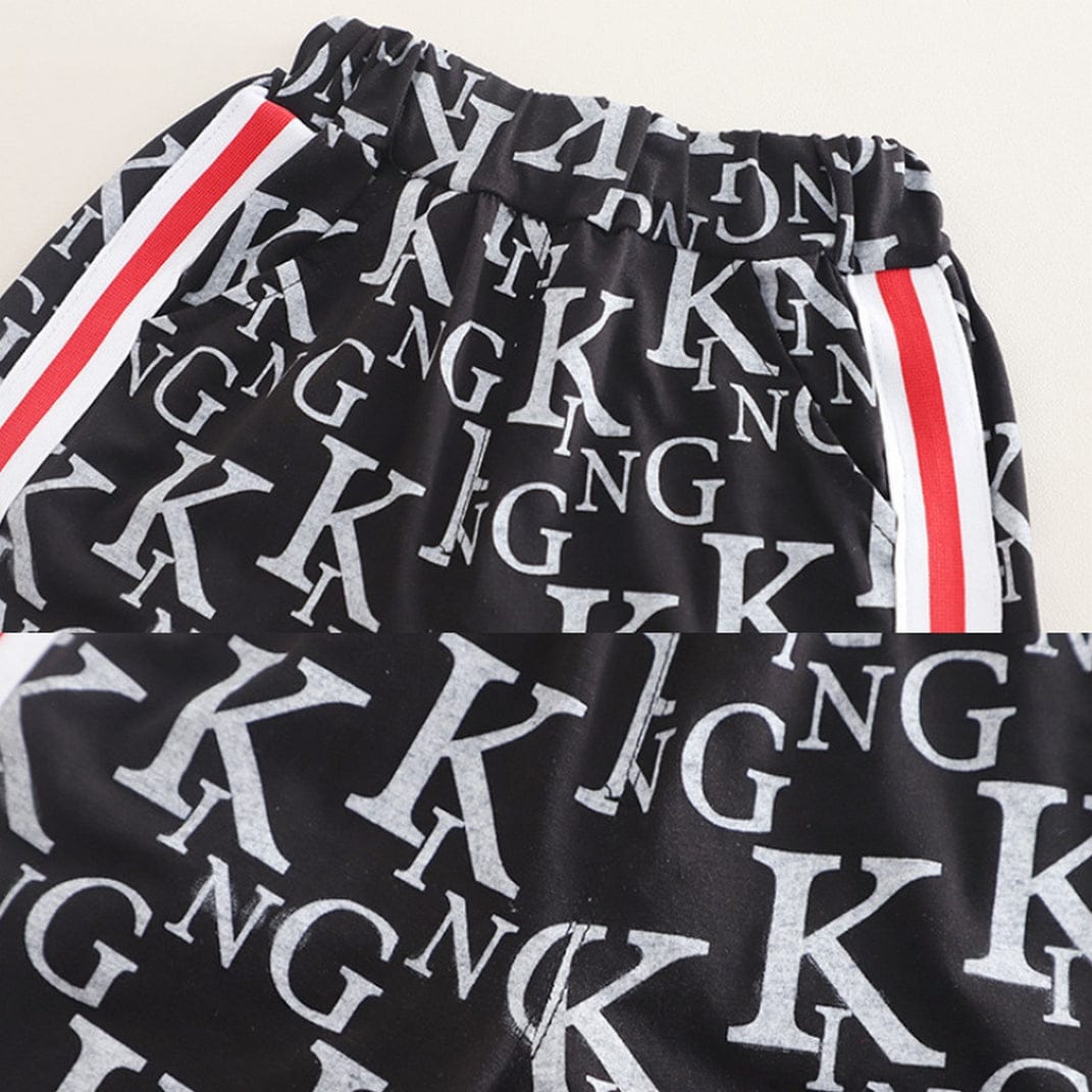 Googo Gaaga Boys Cotton King Printed T-Shirt & Shorts Set - Black