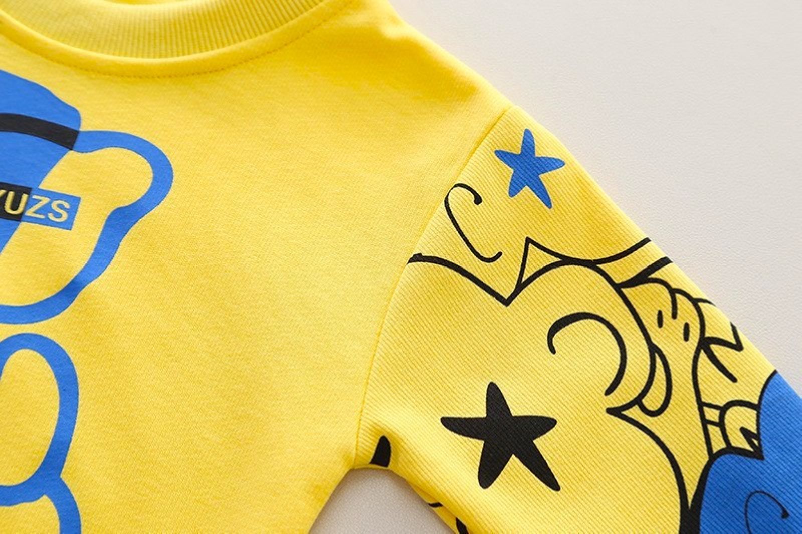Boy's Yellow Teddy Print Sweatshirt & Pants Set