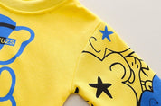 Boy's Yellow Teddy Print Sweatshirt & Pants Set