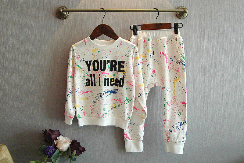Boy's White Full-Sleeve Sweatshirt & Pants Set