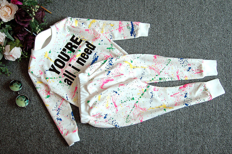 Boy's White Full-Sleeve Sweatshirt & Pants Set