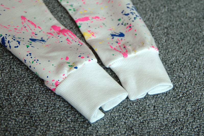 Boy's White Full-Sleeve Sweatshirt & Pants Set