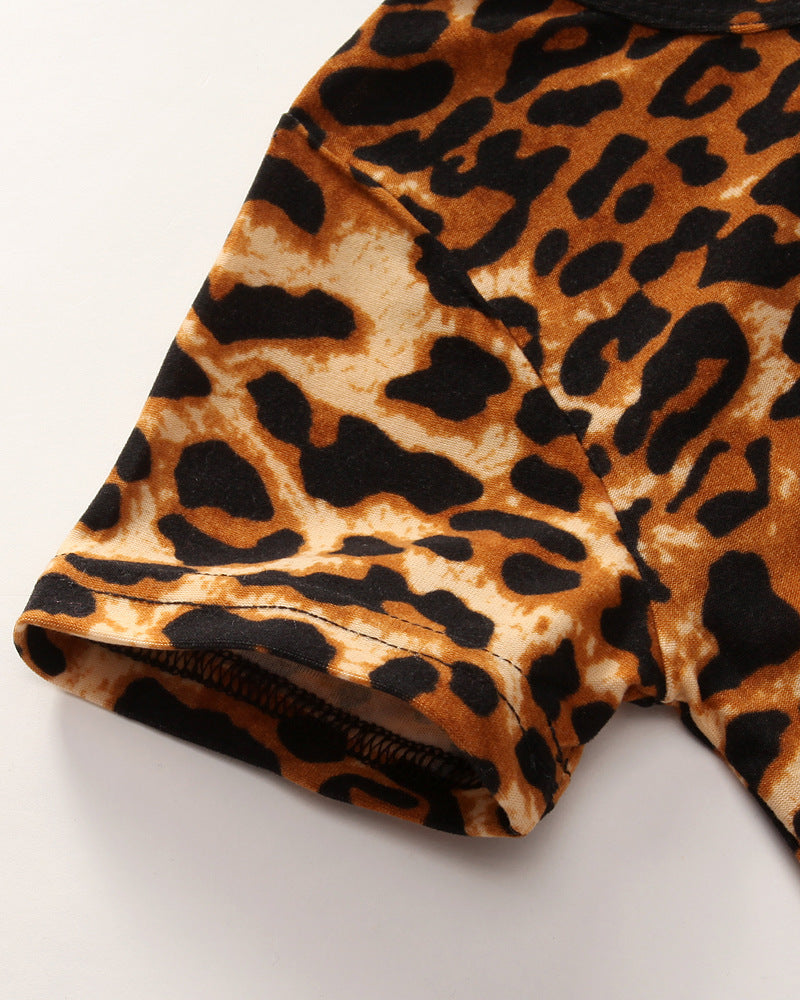 Girl's Animal Print Top & Pants Set