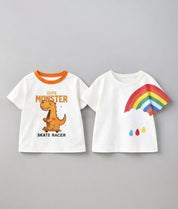 Boy's 2-Pack Rainbow &  Monster Print T-Shirts - White