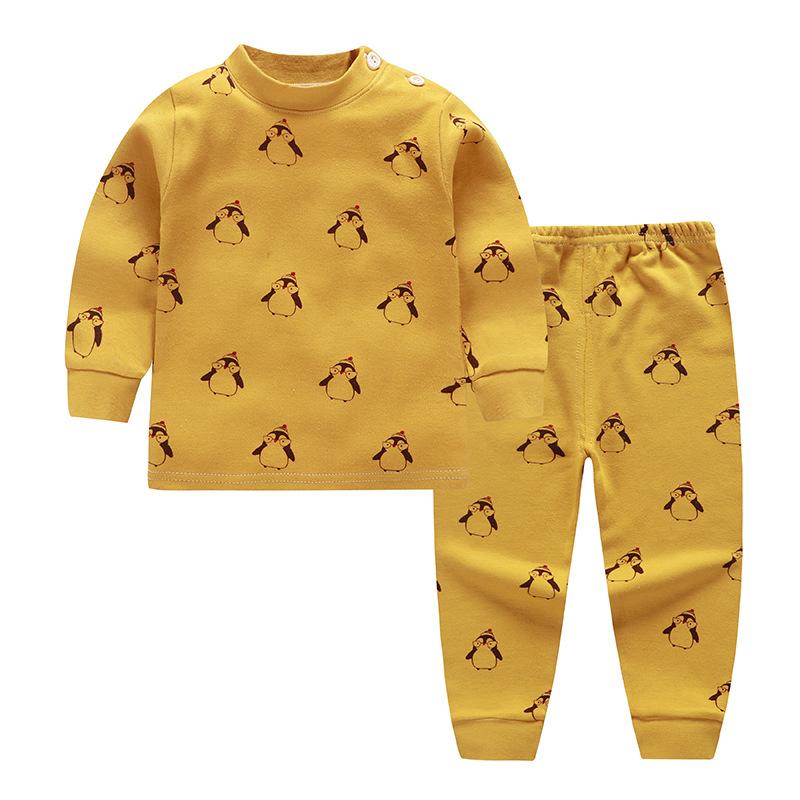 Boy's Yellow Penguin Print T-Shirt & Pajama Set
