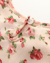 Girl's Beige Floral Top & Pants Set