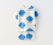 Boy's Cream Print T-Shirt & Shorts Set
