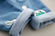 Boy's White Teddy Print Full-Sleeve T-Shirt & Pants Set
