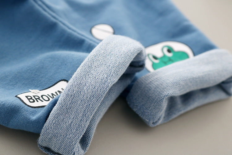 Boy's White Teddy Print Full-Sleeve T-Shirt & Pants Set