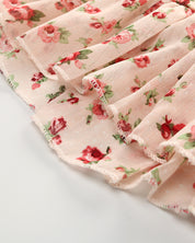 Girl's Beige Floral Top & Pants Set
