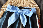 Girl's White & Blue Bow Top & Striped Palazzo Set