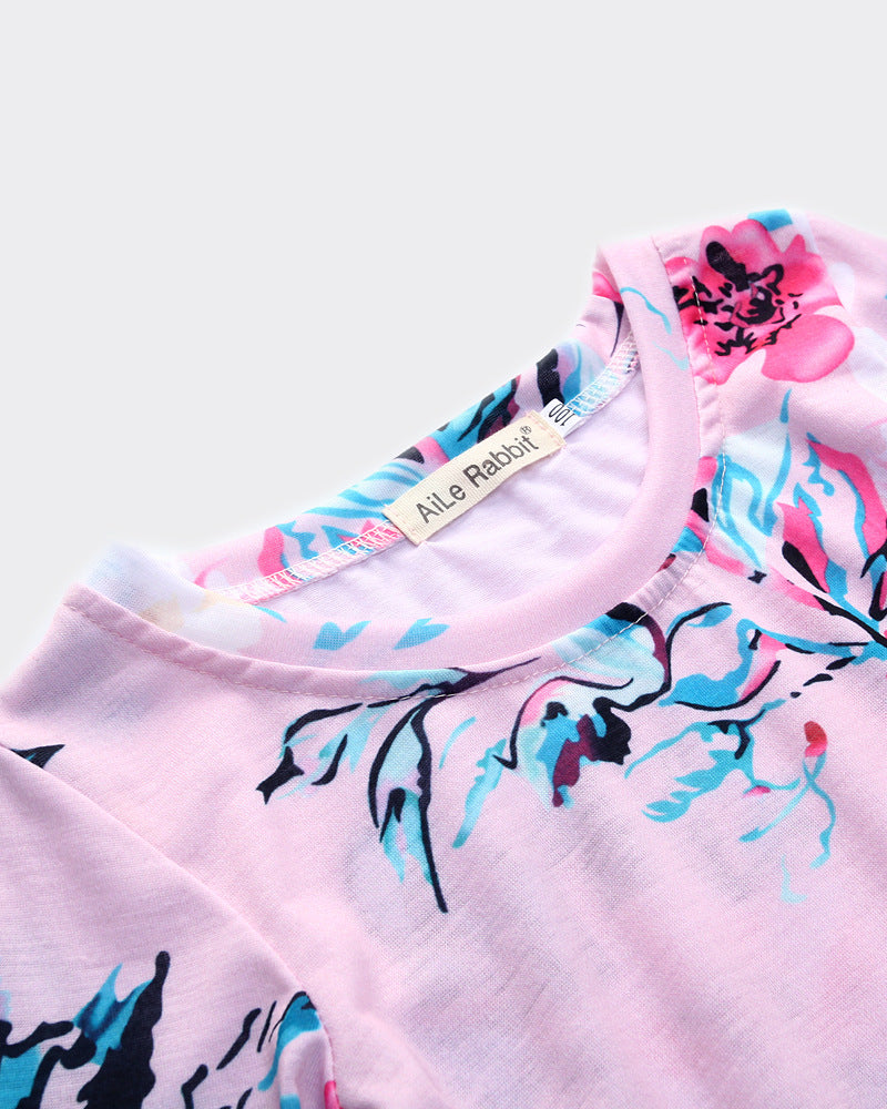 Girl's Pink Floral Long Dress