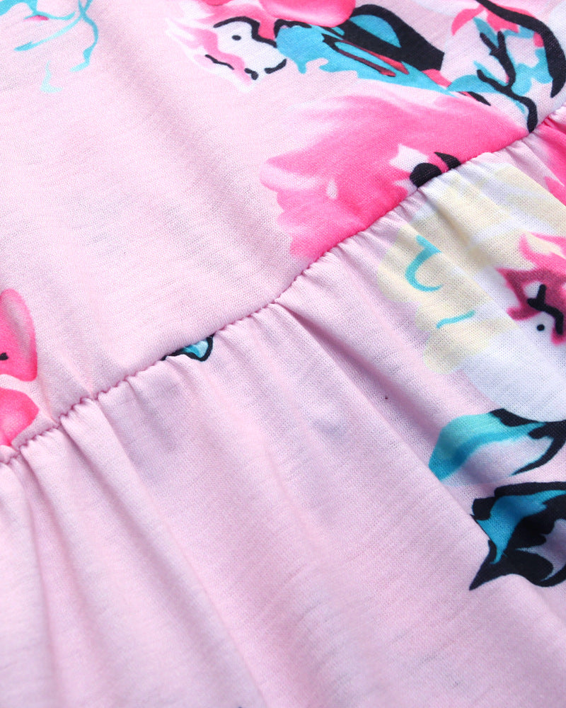 Girl's Pink Floral Long Dress
