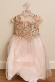 Girl's Blush Pink Shimmer Cascade Dress