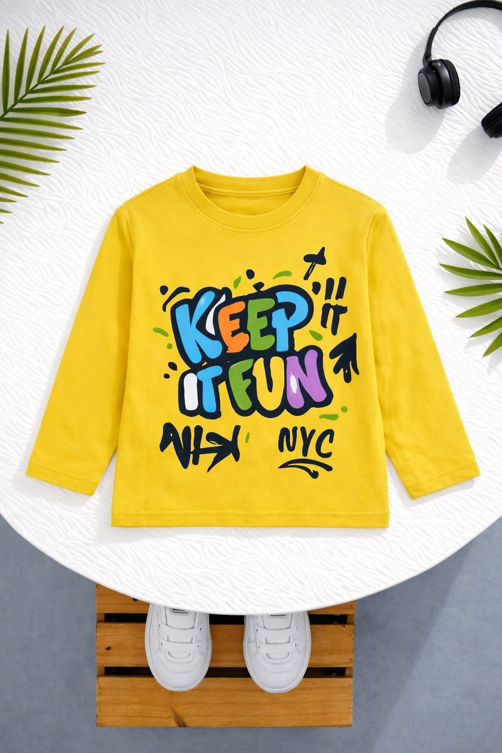 Boy's Fun Print Full-Sleeve T-Shirt - Yellow