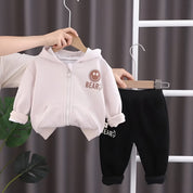 Boy's Cream Hoodie Sweatshirt & Pants Set