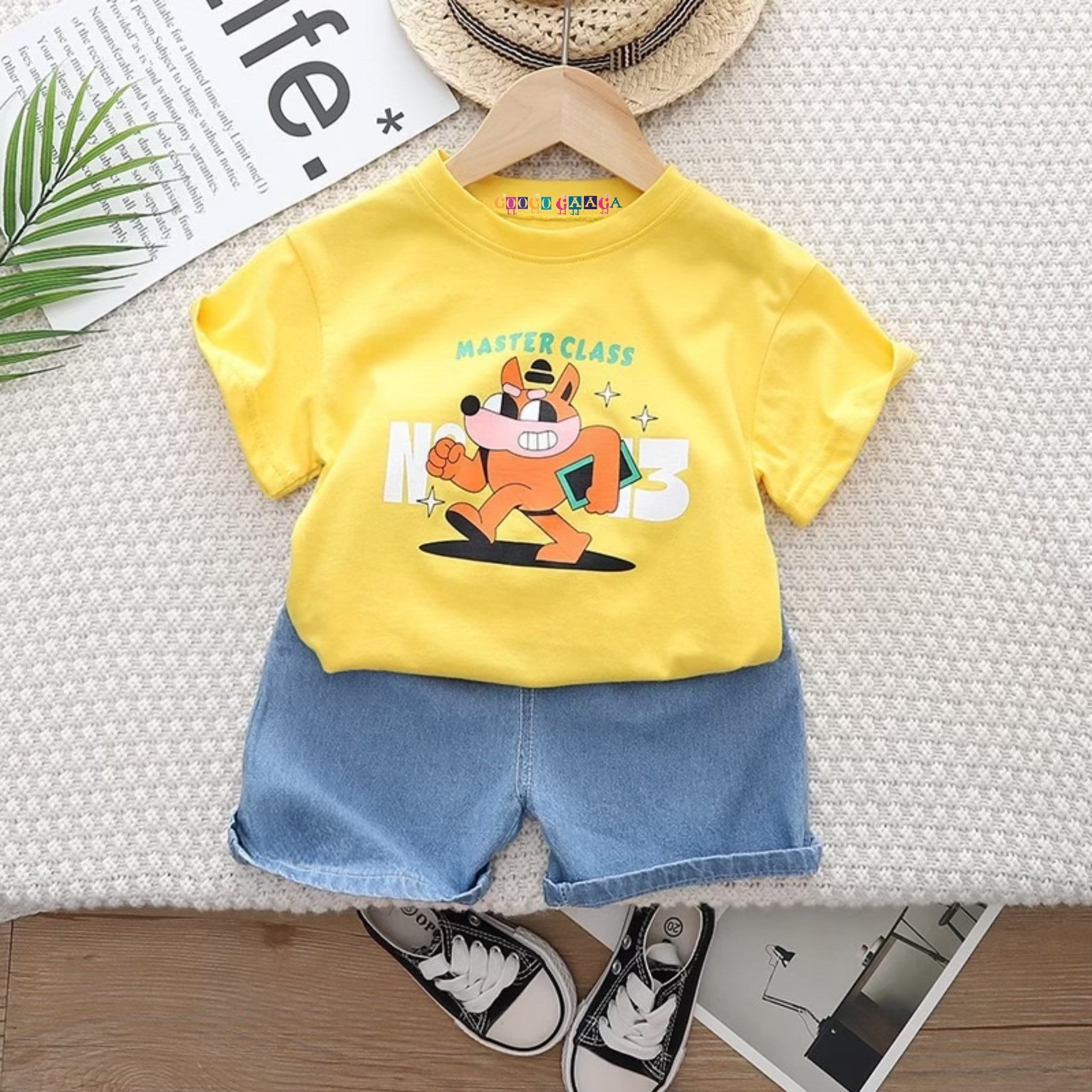 Boy's Yellow Print T-Shirt & Shorts Set