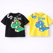 Boy's 2-Pack SuperDino Print T-Shirts - Black & Yellow