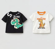 Boy's 2-Pack Super Dino and Monster Print T-Shirts - Black & White