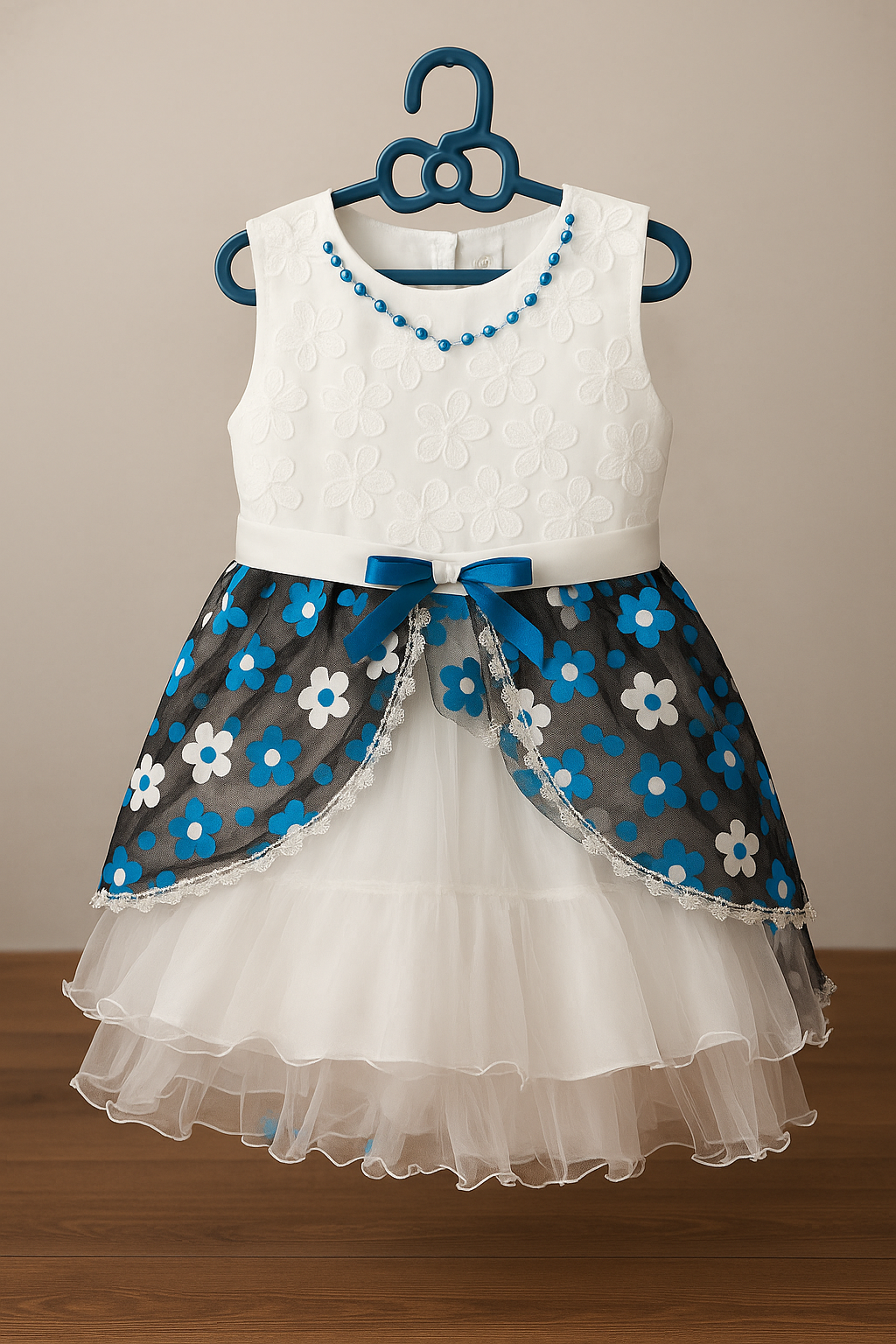 Girl's Sapphire Daisy Layered Party Dress
