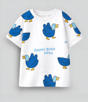 Boy's Happy Duck Print Half-Sleeve T-Shirt - Blue