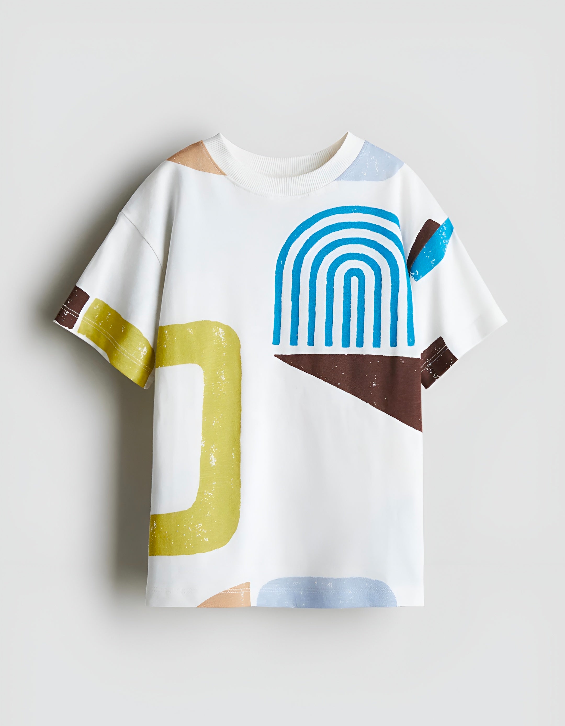 Boy's Shapes Print Half-Sleeve T-Shirt - White