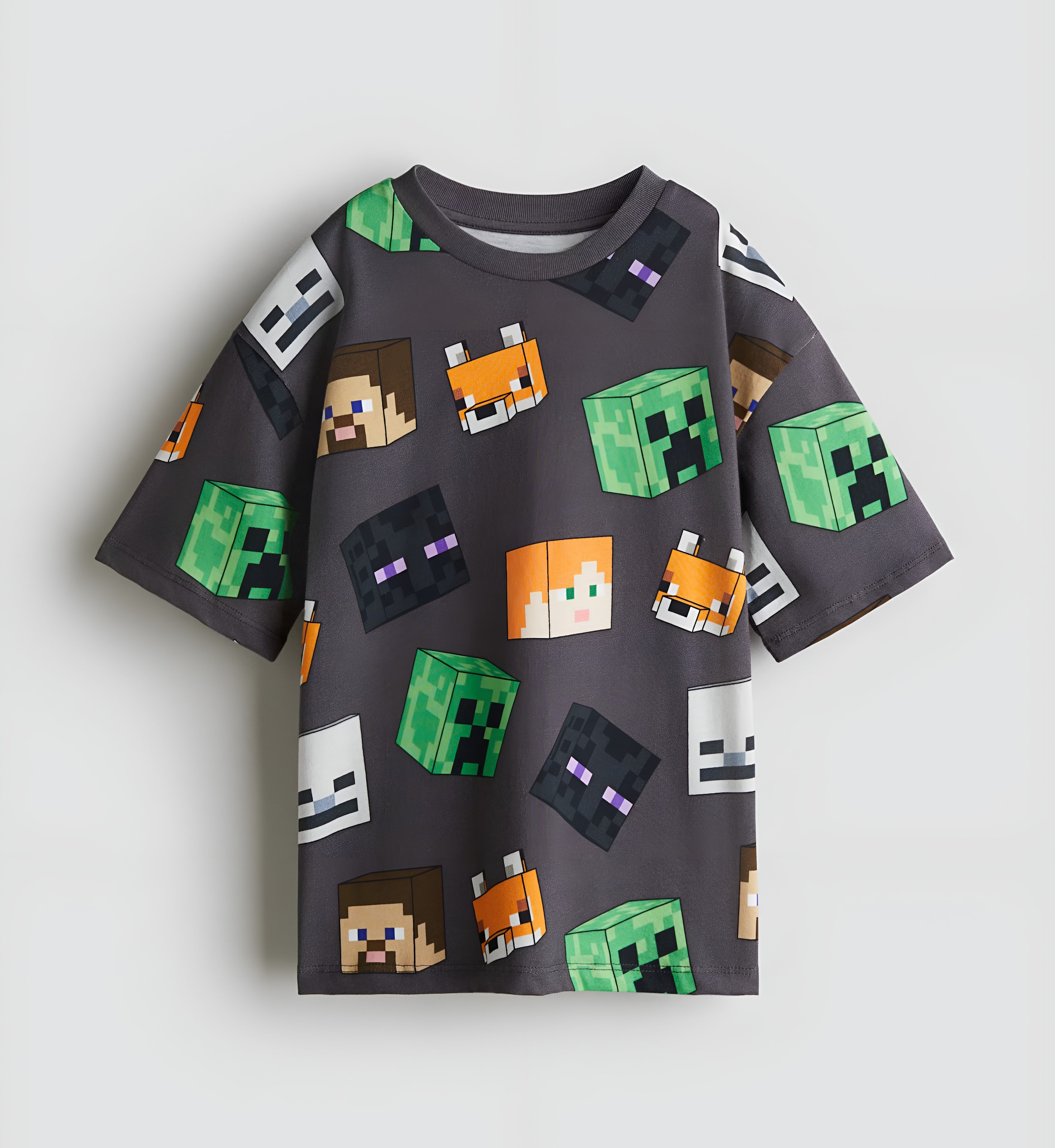 Boy's MineCraft Print Half-Sleeve T-Shirt - Brown