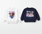 Girl's Cotton Full Sleeves Printed Sweatshirt Set Pack of 2 - White & Navy