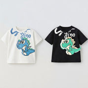 Boy's 2-Pack SuperDino Print T-Shirts - Black & White