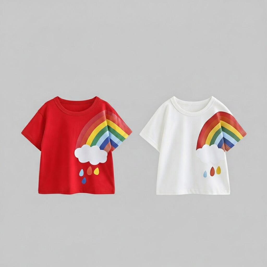 Boy's 2-Pack Rainbow Print T-Shirts - Red & White