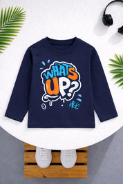 Boy's Whatsup Print Full-Sleeve T-Shirt - Navy