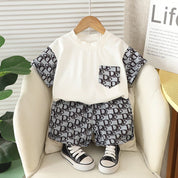 Boy's Cotton Print T-Shirt & Shorts Set