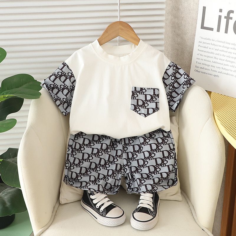 Boy's Cotton Print T-Shirt & Shorts Set