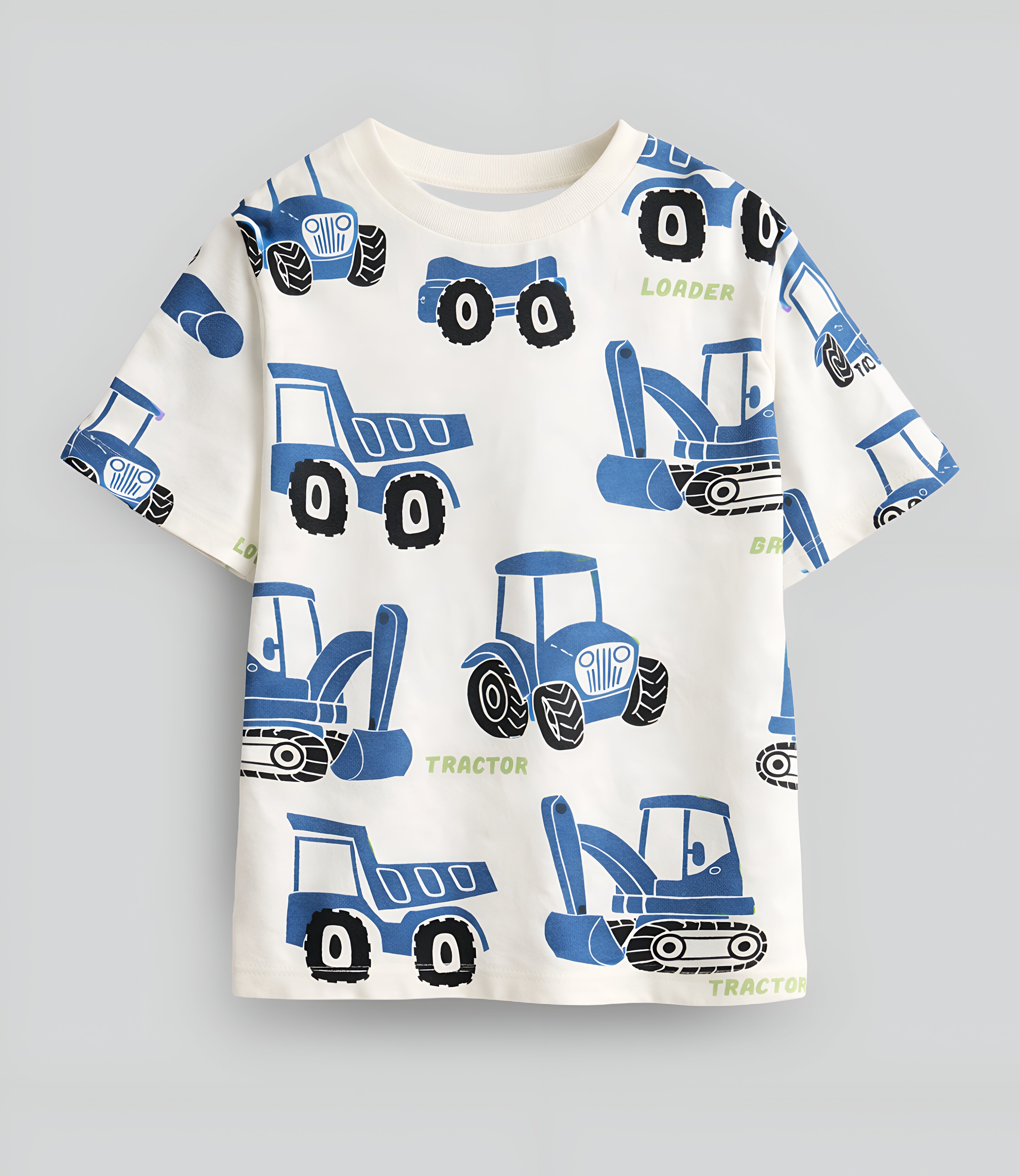 Boy's JCB Truck Print Half-Sleeve T-Shirt - White